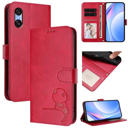 Litter Panda Embossing RFID Leather Phone Case with Lanyard, For Sony Xperia 1 VIII, For Sony Xperia 10 VII, For Sony Xperia 1 VII, For Sony Xperia 10 VI, For Sony Xperia 1 VI, For Sony Xperia 5 VI, For Sony Xperia 5 V, For Sony Xperia 1 V             ...