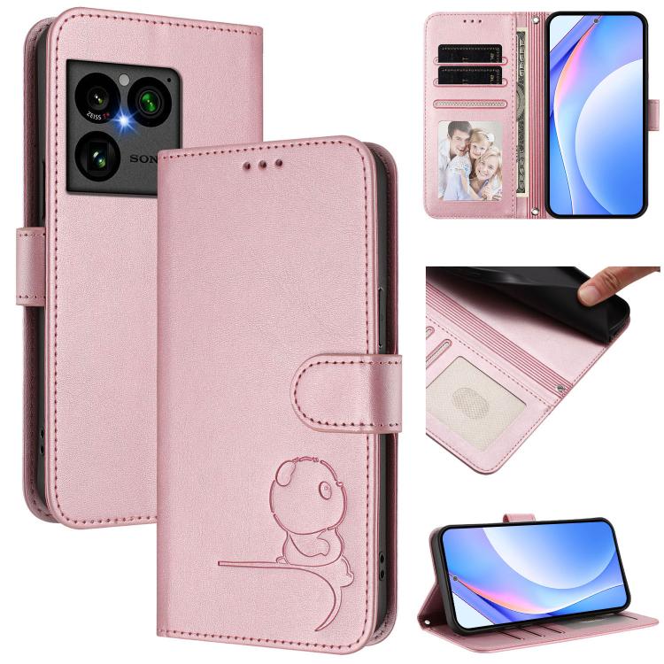 Litter Panda Embossing RFID Leather Phone Case with Lanyard, For Sony Xperia 1 VIII, For Sony Xperia 10 VII, For Sony Xperia 1 VII, For Sony Xperia 10 VI, For Sony Xperia 1 VI, For Sony Xperia 5 VI, For Sony Xperia 5 V, For Sony Xperia 1 V             ...