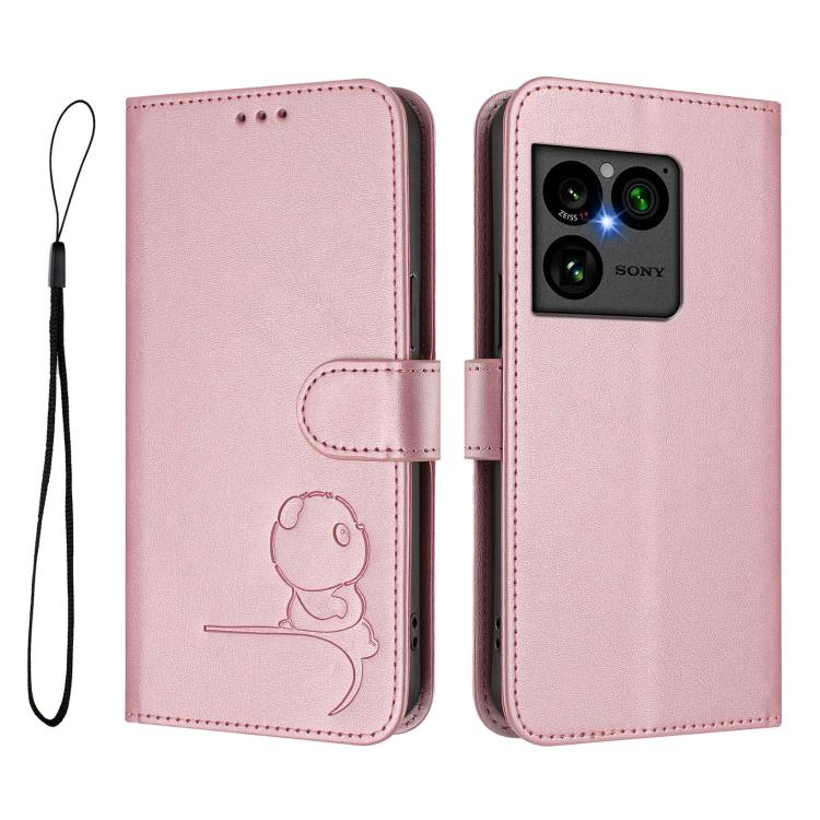 Litter Panda Embossing RFID Leather Phone Case with Lanyard, For Sony Xperia 1 VIII, For Sony Xperia 10 VII, For Sony Xperia 1 VII, For Sony Xperia 10 VI, For Sony Xperia 1 VI, For Sony Xperia 5 VI, For Sony Xperia 5 V, For Sony Xperia 1 V             ...