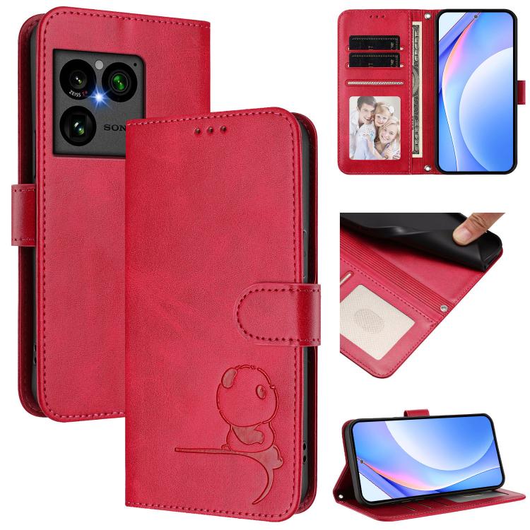 Litter Panda Embossing RFID Leather Phone Case with Lanyard, For Sony Xperia 1 VIII, For Sony Xperia 10 VII, For Sony Xperia 1 VII, For Sony Xperia 10 VI, For Sony Xperia 1 VI, For Sony Xperia 5 VI, For Sony Xperia 5 V, For Sony Xperia 1 V             ...