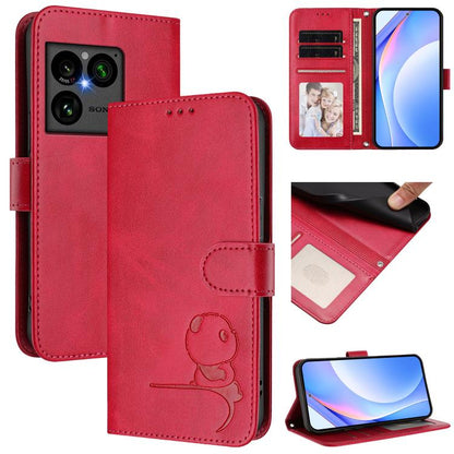 Litter Panda Embossing RFID Leather Phone Case with Lanyard, For Sony Xperia 1 VIII, For Sony Xperia 10 VII, For Sony Xperia 1 VII, For Sony Xperia 10 VI, For Sony Xperia 1 VI, For Sony Xperia 5 VI, For Sony Xperia 5 V, For Sony Xperia 1 V             ...