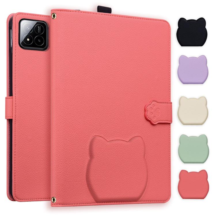 Cat Skin-feel Litchi Leather Tablet Case, For Xiaomi Redmi Pad 2 SE 9.7 2026, For Xiaomi Pad 8 / 8 Pro 7 / 7 Pro, For Xiaomi Redmi Pad 2 Pro / Pro / Poco Pad, For Xiaomi Redmi K Pad, For Xiaomi Redmi Pad 2, For Xiaomi Redmi Pad SE 8.7