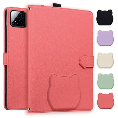 Cat Skin-feel Litchi Leather Tablet Case, For Xiaomi Redmi Pad 2 SE 9.7 2026, For Xiaomi Pad 8 / 8 Pro 7 / 7 Pro, For Xiaomi Redmi Pad 2 Pro / Pro / Poco Pad, For Xiaomi Redmi K Pad, For Xiaomi Redmi Pad 2, For Xiaomi Redmi Pad SE 8.7