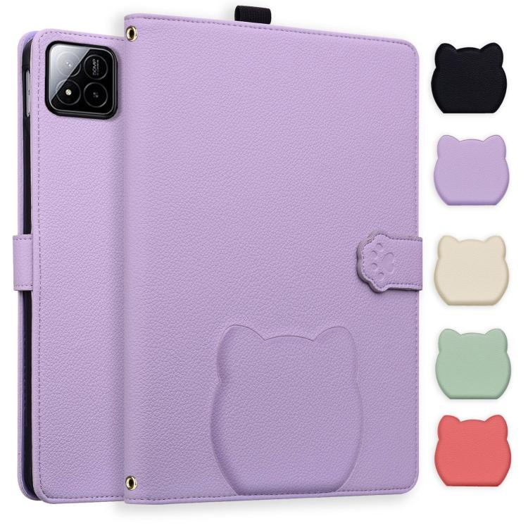 Cat Skin-feel Litchi Leather Tablet Case, For Xiaomi Redmi Pad 2 SE 9.7 2026, For Xiaomi Pad 8 / 8 Pro 7 / 7 Pro, For Xiaomi Redmi Pad 2 Pro / Pro / Poco Pad, For Xiaomi Redmi K Pad, For Xiaomi Redmi Pad 2, For Xiaomi Redmi Pad SE 8.7