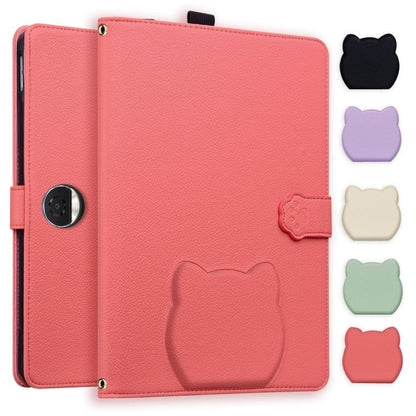 Cat Skin-feel Litchi Leather Tablet Case, For Honor MagicPad4 / 3 Pro 12.3 2026, For Honor Pad 10 12.1, For Honor MagicPad 2 12.3 2024, For Honor Pad 9 12.1 2023 / HEY2-W09