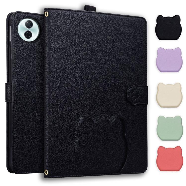 Cat Skin-feel Litchi Leather Tablet Case, For Honor MagicPad4 / 3 Pro 12.3 2026, For Honor Pad 10 12.1, For Honor MagicPad 2 12.3 2024, For Honor Pad 9 12.1 2023 / HEY2-W09