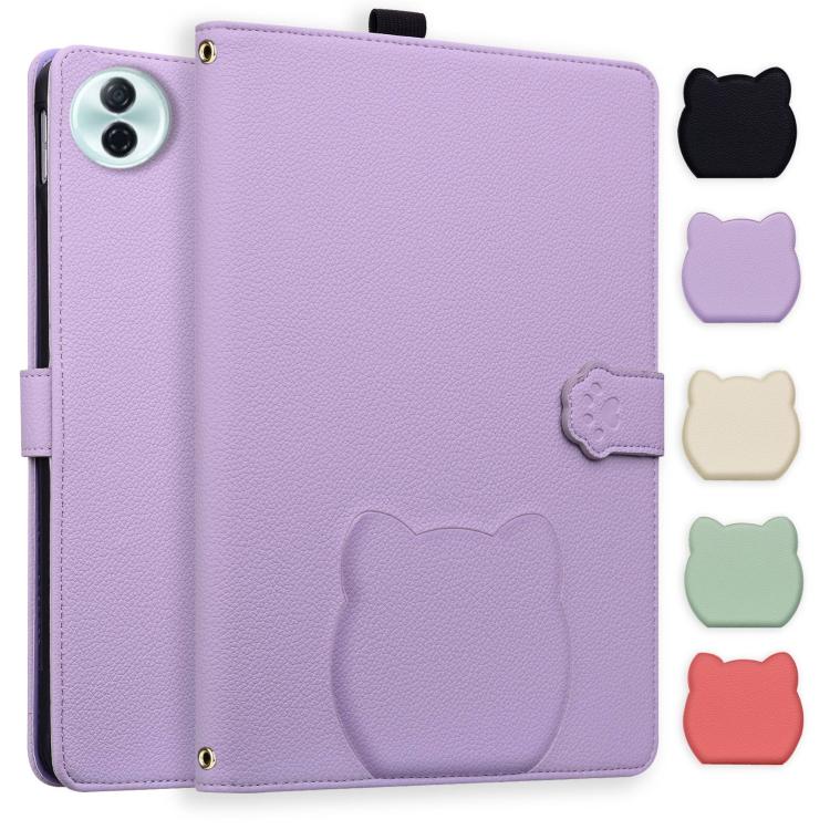 Cat Skin-feel Litchi Leather Tablet Case, For Honor MagicPad4 / 3 Pro 12.3 2026, For Honor Pad 10 12.1, For Honor MagicPad 2 12.3 2024, For Honor Pad 9 12.1 2023 / HEY2-W09