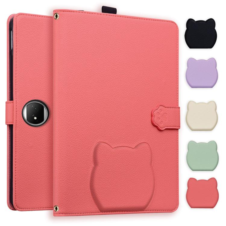 Cat Skin-feel Litchi Leather Tablet Case, For Honor MagicPad4 / 3 Pro 12.3 2026, For Honor Pad 10 12.1, For Honor MagicPad 2 12.3 2024, For Honor Pad 9 12.1 2023 / HEY2-W09