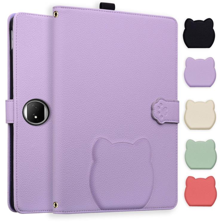 Cat Skin-feel Litchi Leather Tablet Case, For Honor MagicPad4 / 3 Pro 12.3 2026, For Honor Pad 10 12.1, For Honor MagicPad 2 12.3 2024, For Honor Pad 9 12.1 2023 / HEY2-W09