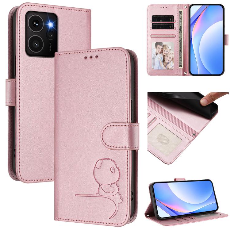 Litter Panda Embossing RFID Leather Phone Case with Lanyard, For HMD Fuison, For HMD Skyline, For HMD Pulse Pro / Pulse / Pulse+