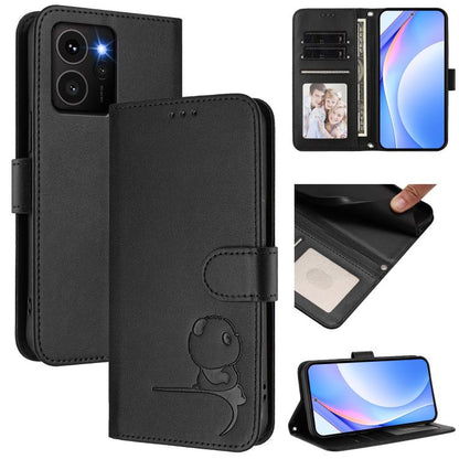 Litter Panda Embossing RFID Leather Phone Case with Lanyard, For HMD Fuison, For HMD Skyline, For HMD Pulse Pro / Pulse / Pulse+