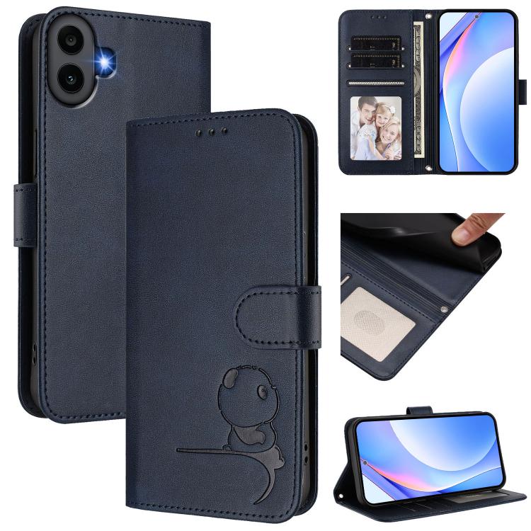 Litter Panda Embossing RFID Leather Phone Case with Lanyard, For Nothing Phone 4a Pro, For Nothing Phone 4a, For Nothing CMF Phone 2 Pro, For Nothing Phone 3a, For Nothing Phone 3a Pro, For Nothing CMF Phone 1, For Nothing Phone 2a