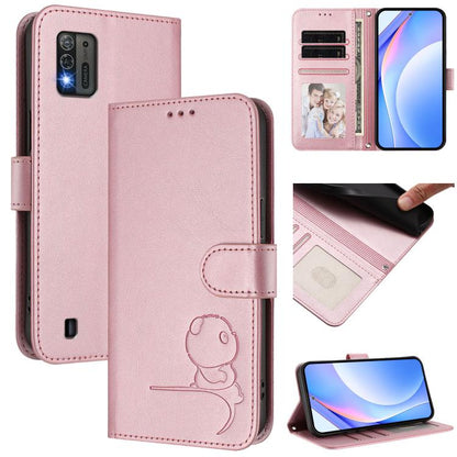 Litter Panda Embossing RFID Leather Phone Case with Lanyard, For ZTE Blade V50 Vita, For ZTE Blade A53 / A53+, For ZTE Blade A53 Pro, For ZTE Blade A52 Lite, For ZTE Blade V40s, For ZTE Blade A52