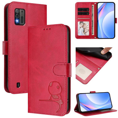 Litter Panda Embossing RFID Leather Phone Case with Lanyard, For ZTE Blade V50 Vita, For ZTE Blade A53 / A53+, For ZTE Blade A53 Pro, For ZTE Blade A52 Lite, For ZTE Blade V40s, For ZTE Blade A52