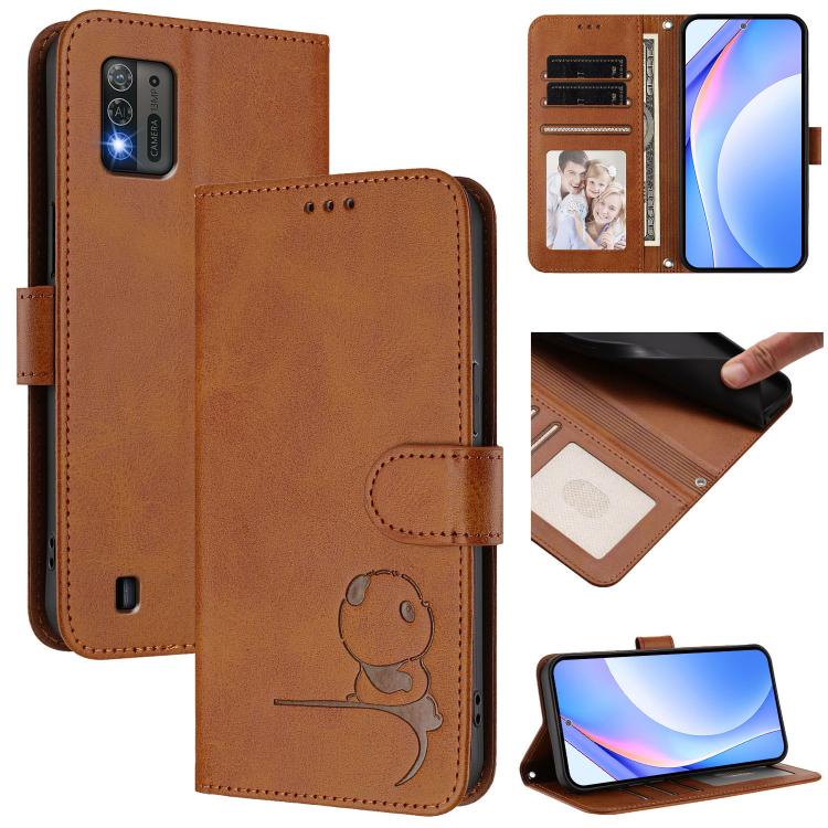Litter Panda Embossing RFID Leather Phone Case with Lanyard, For ZTE Blade V50 Vita, For ZTE Blade A53 / A53+, For ZTE Blade A53 Pro, For ZTE Blade A52 Lite, For ZTE Blade V40s, For ZTE Blade A52