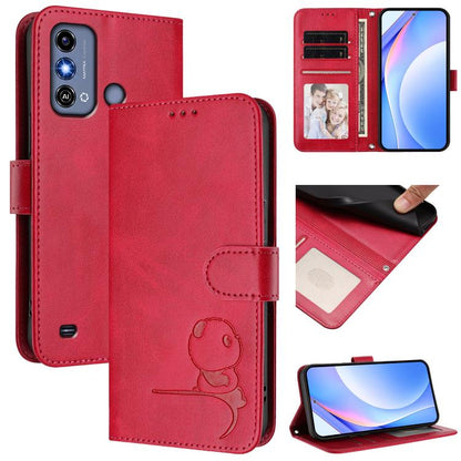 Litter Panda Embossing RFID Leather Phone Case with Lanyard, For ZTE Blade V50 Vita, For ZTE Blade A53 / A53+, For ZTE Blade A53 Pro, For ZTE Blade A52 Lite, For ZTE Blade V40s, For ZTE Blade A52