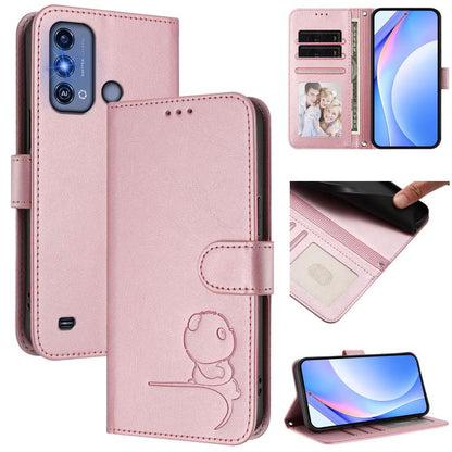 Litter Panda Embossing RFID Leather Phone Case with Lanyard, For ZTE Blade V50 Vita, For ZTE Blade A53 / A53+, For ZTE Blade A53 Pro, For ZTE Blade A52 Lite, For ZTE Blade V40s, For ZTE Blade A52