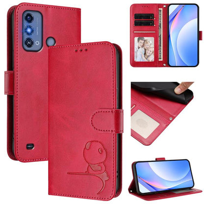 Litter Panda Embossing RFID Leather Phone Case with Lanyard, For ZTE Blade V50 Vita, For ZTE Blade A53 / A53+, For ZTE Blade A53 Pro, For ZTE Blade A52 Lite, For ZTE Blade V40s, For ZTE Blade A52