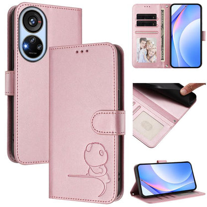 Litter Panda Embossing RFID Leather Phone Case with Lanyard, For ZTE Blade V50 Vita, For ZTE Blade A53 / A53+, For ZTE Blade A53 Pro, For ZTE Blade A52 Lite, For ZTE Blade V40s, For ZTE Blade A52
