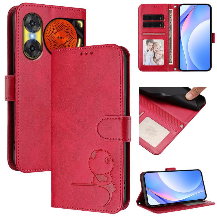 Litter Panda Embossing RFID Leather Phone Case with Lanyard, For ZTE nubia Neo 5 5G, For ZTE nubia Neo 5 GT 5G, For ZTE nubia P7 Pro 5G / Optus X Value 5G, For ZTE nubia P9 Pro 5G / Optus X Pro 2 5G, For ZTE nubia RedMagic 11 Air                       ...