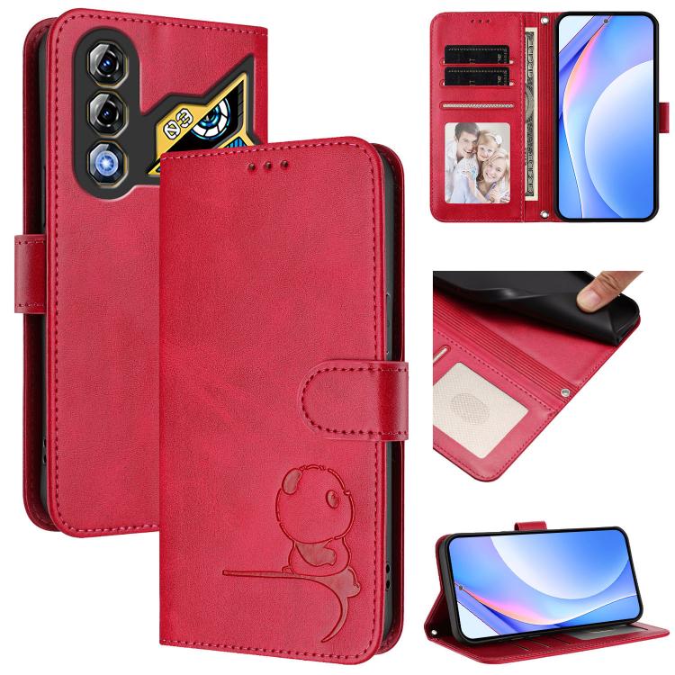 Litter Panda Embossing RFID Leather Phone Case with Lanyard, For ZTE nubia Neo 5 5G, For ZTE nubia Neo 5 GT 5G, For ZTE nubia P7 Pro 5G / Optus X Value 5G, For ZTE nubia P9 Pro 5G / Optus X Pro 2 5G, For ZTE nubia RedMagic 11 Air                       ...
