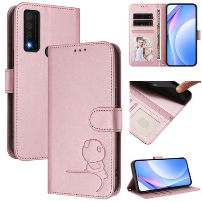 Litter Panda Embossing RFID Leather Phone Case with Lanyard, For TCL 30 4G / 30 5G / 30 Plus, For TCL 30 SE, For TCL 30 XE 5G / 30V 5G / T781S