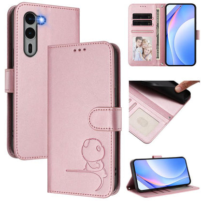 Litter Panda Embossing RFID Leather Phone Case with Lanyard, For Fujitsu Arrows We3, For Fujitsu FCNT Rakuraku F-53E, For Fujitsu Arrows We2 F-52E, For Fujitsu Arrows We2 Plus F-51E, For Fujitsu Arrows F-01L / F-42A