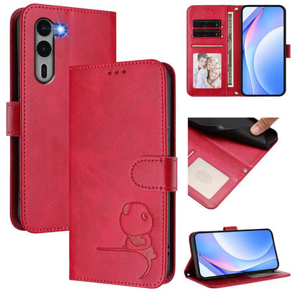 Litter Panda Embossing RFID Leather Phone Case with Lanyard, For Fujitsu Arrows We3, For Fujitsu FCNT Rakuraku F-53E, For Fujitsu Arrows We2 F-52E, For Fujitsu Arrows We2 Plus F-51E, For Fujitsu Arrows F-01L / F-42A