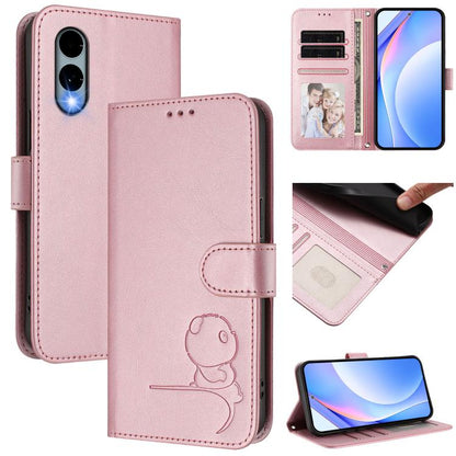 Litter Panda Embossing RFID Leather Phone Case with Lanyard, For Fujitsu Arrows We3, For Fujitsu FCNT Rakuraku F-53E, For Fujitsu Arrows We2 F-52E, For Fujitsu Arrows We2 Plus F-51E, For Fujitsu Arrows F-01L / F-42A