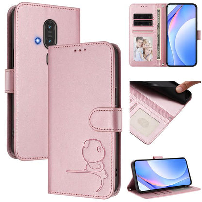 Litter Panda Embossing RFID Leather Phone Case with Lanyard, For Fujitsu Arrows We3, For Fujitsu FCNT Rakuraku F-53E, For Fujitsu Arrows We2 F-52E, For Fujitsu Arrows We2 Plus F-51E, For Fujitsu Arrows F-01L / F-42A