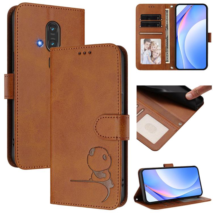 Litter Panda Embossing RFID Leather Phone Case with Lanyard, For Fujitsu Arrows We3, For Fujitsu FCNT Rakuraku F-53E, For Fujitsu Arrows We2 F-52E, For Fujitsu Arrows We2 Plus F-51E, For Fujitsu Arrows F-01L / F-42A