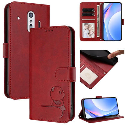 Litter Panda Embossing RFID Leather Phone Case with Lanyard, For Fujitsu Arrows We3, For Fujitsu FCNT Rakuraku F-53E, For Fujitsu Arrows We2 F-52E, For Fujitsu Arrows We2 Plus F-51E, For Fujitsu Arrows F-01L / F-42A