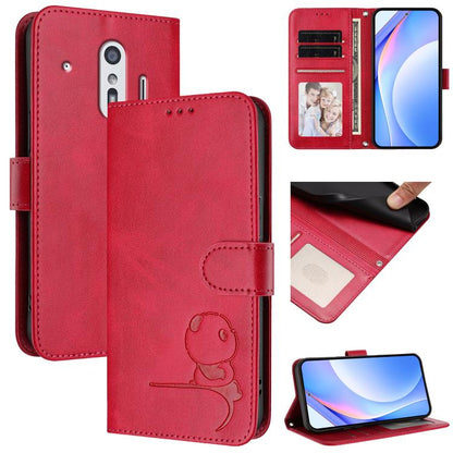 Litter Panda Embossing RFID Leather Phone Case with Lanyard, For Fujitsu Arrows We3, For Fujitsu FCNT Rakuraku F-53E, For Fujitsu Arrows We2 F-52E, For Fujitsu Arrows We2 Plus F-51E, For Fujitsu Arrows F-01L / F-42A