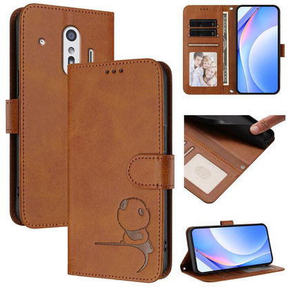 Litter Panda Embossing RFID Leather Phone Case with Lanyard, For Fujitsu Arrows We3, For Fujitsu FCNT Rakuraku F-53E, For Fujitsu Arrows We2 F-52E, For Fujitsu Arrows We2 Plus F-51E, For Fujitsu Arrows F-01L / F-42A