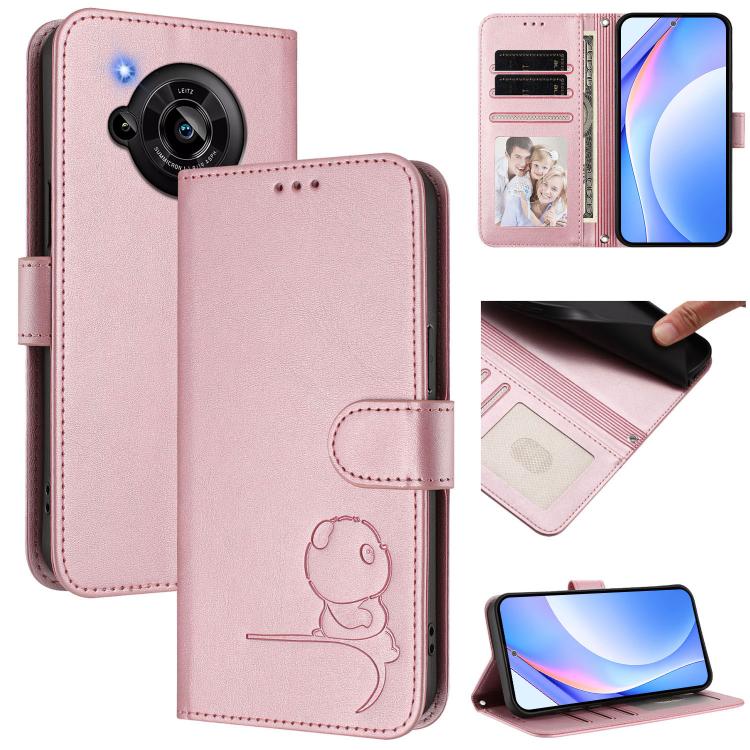 Litter Panda Embossing RFID Leather Phone Case with Lanyard, For Sharp Aquos wish6, For Sharp Aquos R11, For Sharp Aquos Sense10, For Sharp Aquos R10, For Sharp Aquos wish5, For Sharp Aquos Sense9 Plus, For Sharp Aquos Sense9                           ...