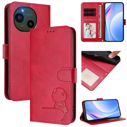 Litter Panda Embossing RFID Leather Phone Case with Lanyard, For Sharp Aquos wish6, For Sharp Aquos R11, For Sharp Aquos Sense10, For Sharp Aquos R10, For Sharp Aquos wish5, For Sharp Aquos Sense9 Plus, For Sharp Aquos Sense9                           ...