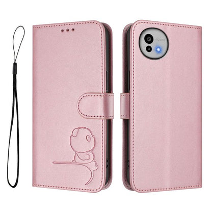 Litter Panda Embossing RFID Leather Phone Case with Lanyard, For Sharp Aquos wish6, For Sharp Aquos R11, For Sharp Aquos Sense10, For Sharp Aquos R10, For Sharp Aquos wish5, For Sharp Aquos Sense9 Plus, For Sharp Aquos Sense9                           ...