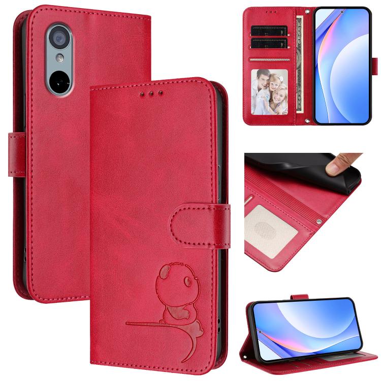 Litter Panda Embossing RFID Leather Phone Case with Lanyard, For Sharp Aquos wish6, For Sharp Aquos R11, For Sharp Aquos Sense10, For Sharp Aquos R10, For Sharp Aquos wish5, For Sharp Aquos Sense9 Plus, For Sharp Aquos Sense9                           ...