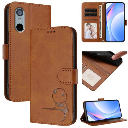 Litter Panda Embossing RFID Leather Phone Case with Lanyard, For Sharp Aquos wish6, For Sharp Aquos R11, For Sharp Aquos Sense10, For Sharp Aquos R10, For Sharp Aquos wish5, For Sharp Aquos Sense9 Plus, For Sharp Aquos Sense9                           ...
