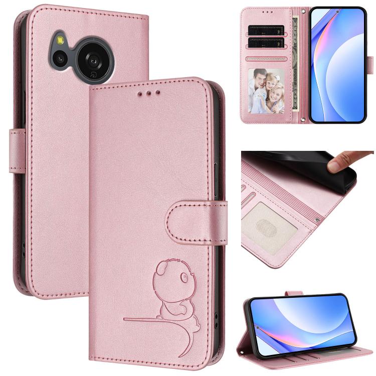Litter Panda Embossing RFID Leather Phone Case with Lanyard, For Sharp Aquos wish6, For Sharp Aquos R11, For Sharp Aquos Sense10, For Sharp Aquos R10, For Sharp Aquos wish5, For Sharp Aquos Sense9 Plus, For Sharp Aquos Sense9                           ...