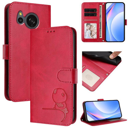 Litter Panda Embossing RFID Leather Phone Case with Lanyard, For Sharp Aquos wish6, For Sharp Aquos R11, For Sharp Aquos Sense10, For Sharp Aquos R10, For Sharp Aquos wish5, For Sharp Aquos Sense9 Plus, For Sharp Aquos Sense9                           ...