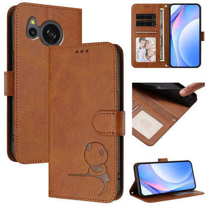 Litter Panda Embossing RFID Leather Phone Case with Lanyard, For Sharp Aquos wish6, For Sharp Aquos R11, For Sharp Aquos Sense10, For Sharp Aquos R10, For Sharp Aquos wish5, For Sharp Aquos Sense9 Plus, For Sharp Aquos Sense9                           ...