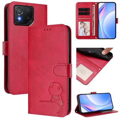 Litter Panda Embossing RFID Leather Phone Case with Lanyard, For Asus Zenfone 12 Ultra, For Asus ROG Phone 9 / 9 Pro, For Asus Zenfone 11 Ultra, For Asus ROG Phone 8 / 8 Pro