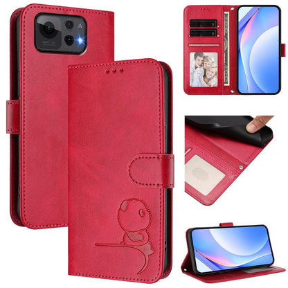 Litter Panda Embossing RFID Leather Phone Case with Lanyard, For Asus Zenfone 12 Ultra, For Asus ROG Phone 9 / 9 Pro, For Asus Zenfone 11 Ultra, For Asus ROG Phone 8 / 8 Pro