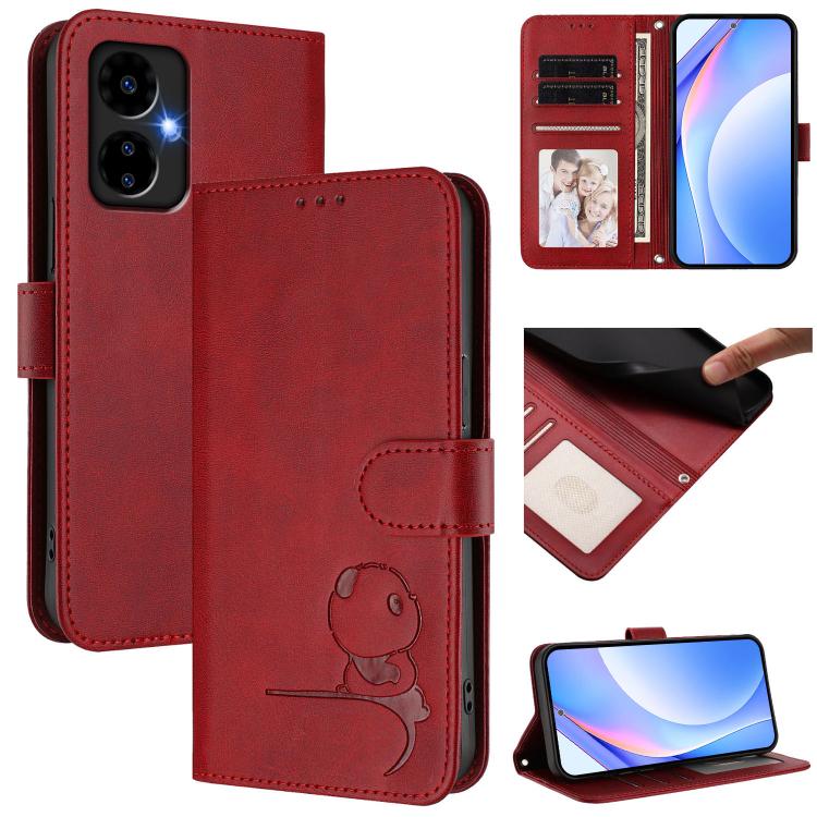 Litter Panda Embossing RFID Leather Phone Case with Lanyard, For Boost Mobile Summit 5G 2024, For Boost Mobile Celero 5G+ / Celero 3+ 5G, For Boost Mobile Celero 5G 2024 / Celero 3 5G, For Boost Mobile Celero 5G SC SN339D