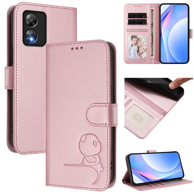 Litter Panda Embossing RFID Leather Phone Case with Lanyard, For Boost Mobile Summit 5G 2024, For Boost Mobile Celero 5G+ / Celero 3+ 5G, For Boost Mobile Celero 5G 2024 / Celero 3 5G, For Boost Mobile Celero 5G SC SN339D