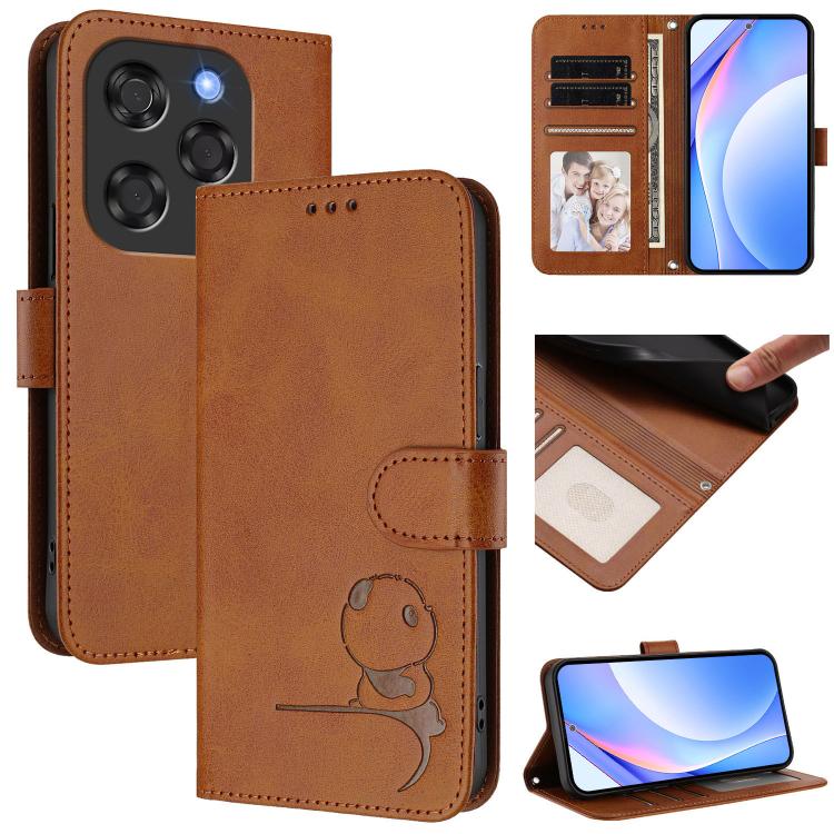 Litter Panda Embossing RFID Leather Phone Case with Lanyard, For Coolpad C16, For Coolpad X100, For Coolpad Cool 40i