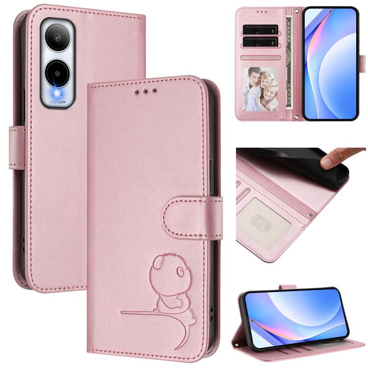Litter Panda Embossing RFID Leather Phone Case with Lanyard, For Cricket Icon Plus 2026, For Cricket Magic 2 5G, For Cricket Debut S3, For Cricket Icon 6, For Cricket Outlast 5G 2024