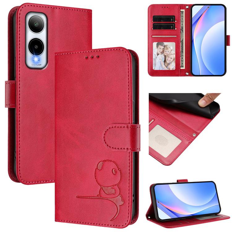Litter Panda Embossing RFID Leather Phone Case with Lanyard, For Cricket Icon Plus 2026, For Cricket Magic 2 5G, For Cricket Debut S3, For Cricket Icon 6, For Cricket Outlast 5G 2024