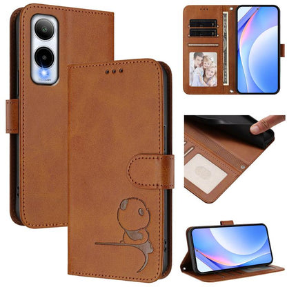 Litter Panda Embossing RFID Leather Phone Case with Lanyard, For Cricket Icon Plus 2026, For Cricket Magic 2 5G, For Cricket Debut S3, For Cricket Icon 6, For Cricket Outlast 5G 2024